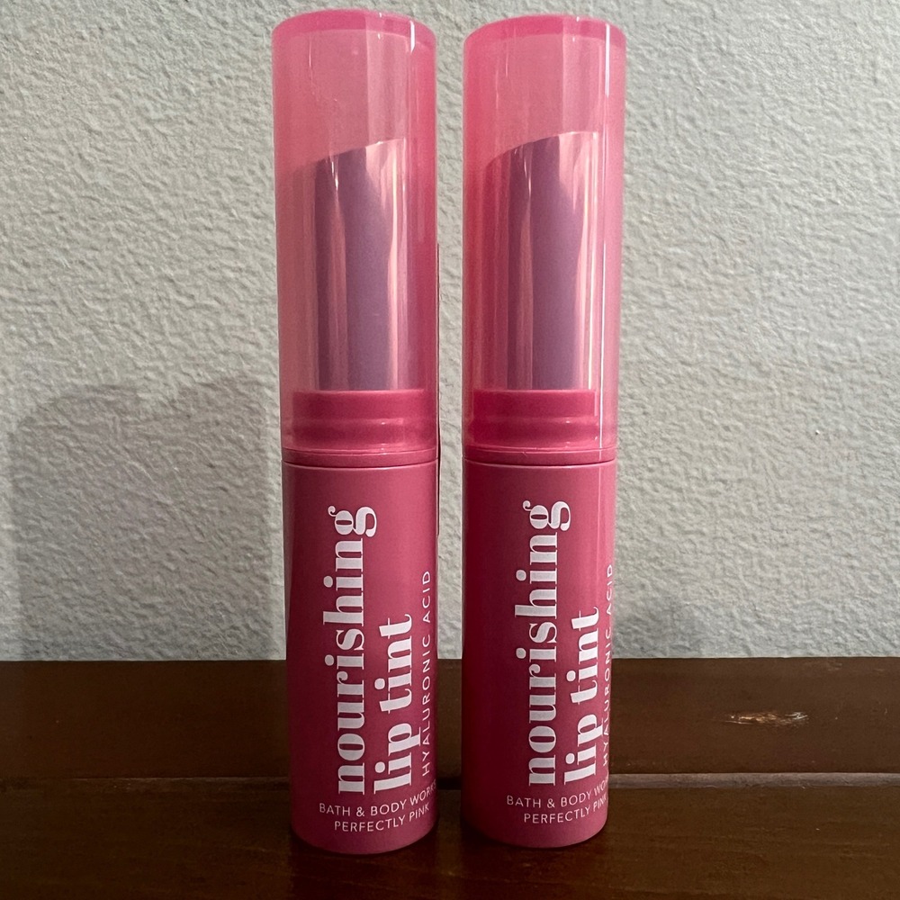 Bath & Body Works Nourishing Lip Tint Perfectly Pink Hyaluronic Acid 2 Pack NEW